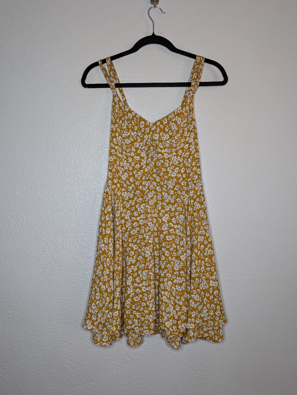 Kimchi Blue Mustard Yellow Floral Mini Coquette Ballerina Skater Dress 4 S